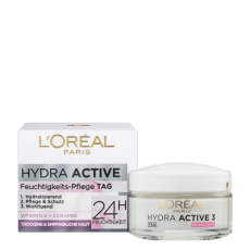 L'Oréal Paris Hydra Active 3 Dag Fugtgivende Ansigtscreme Til Tør & Sensitiv Hud - 50 ml